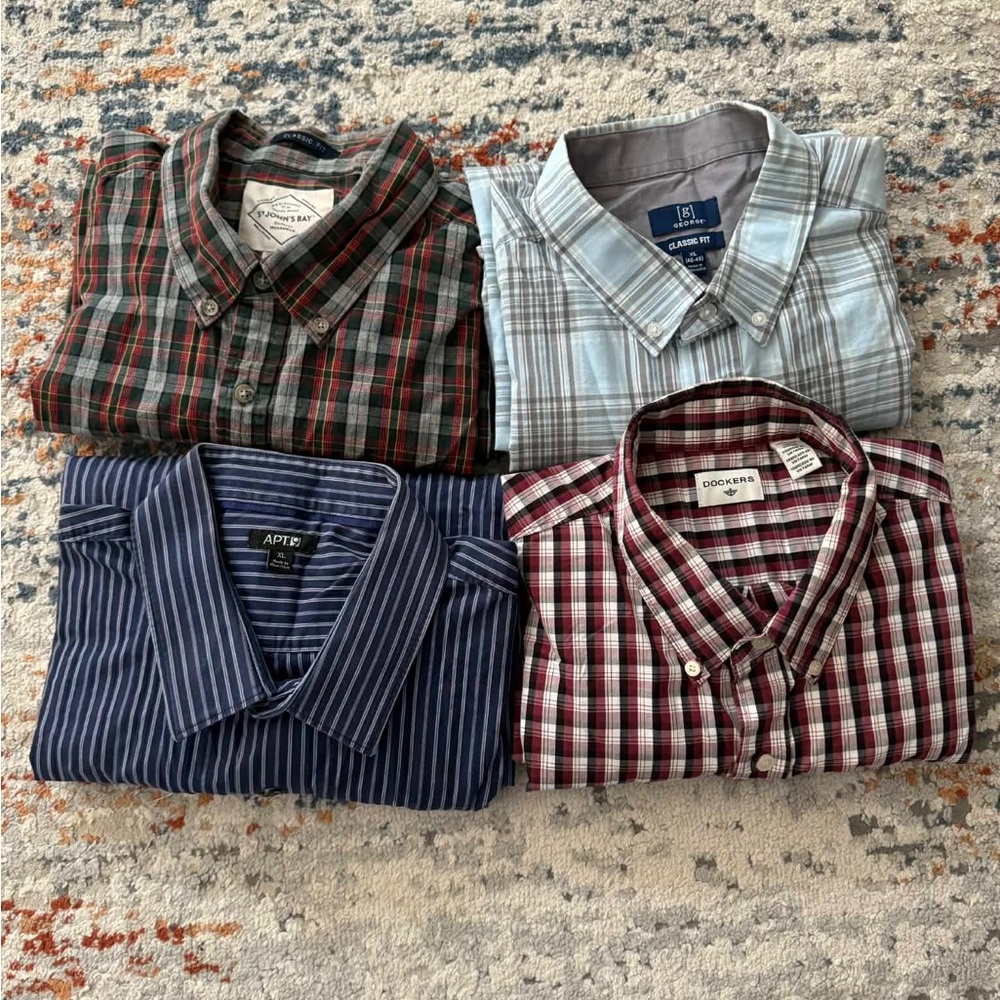 Classic Men's Plaid and Striped Shirt Set
